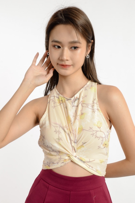 Oaklynn Floral Twisted Top - Yellow