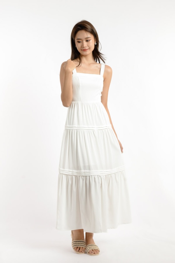 Sage Layered Dress - White