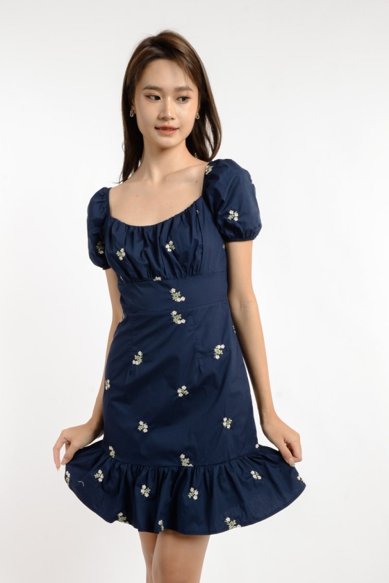 Cecilia Floral Mini Dress - Blue