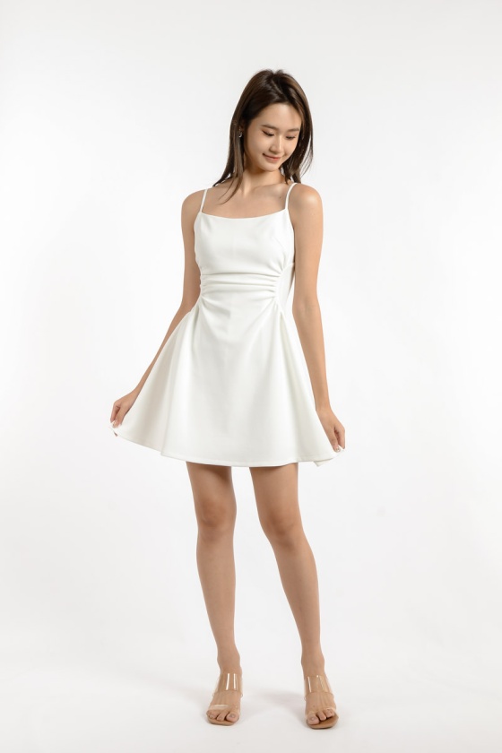 Genevieve Cinched Waist Jumpsuit - White