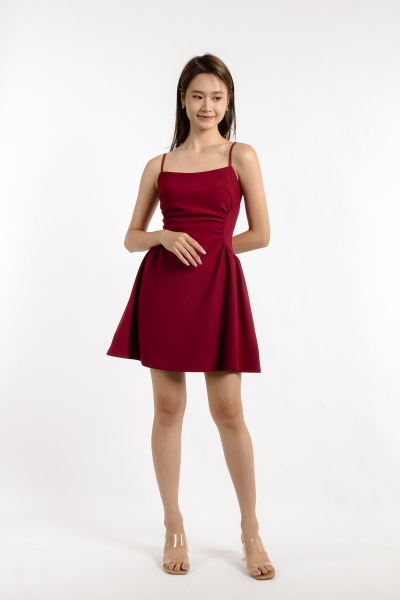 Genevieve Cinched Waist Jumpsuit - Wine