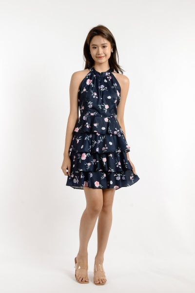 Magnolia Halter Layered Dress - Blue