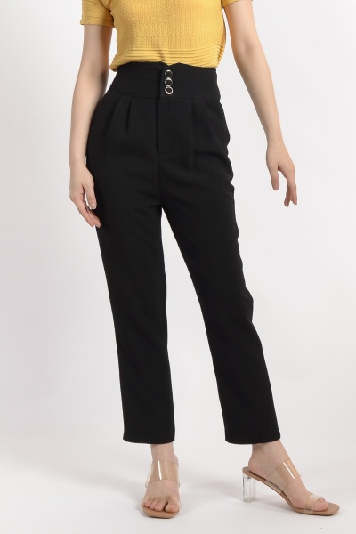 Grace Peg Leg Pants - Black