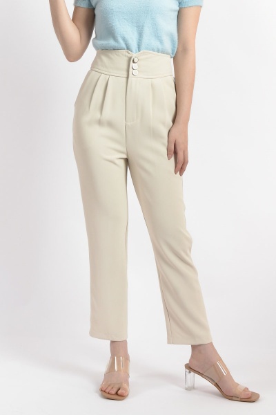 Grace Peg Leg Pants - Beige