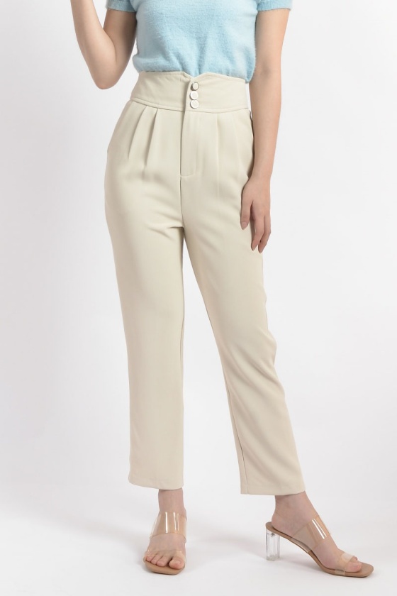 Grace Peg Leg Pants - Beige