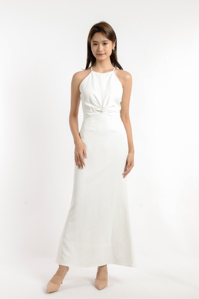 Kehlani Halter Maxi Dress - White