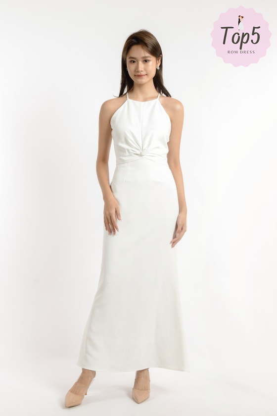 Kehlani Halter Maxi Dress - White