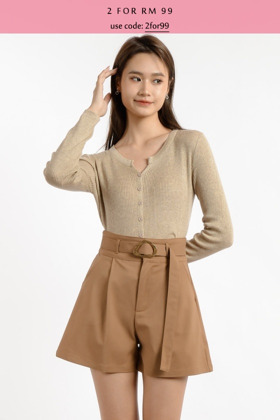 Gabriella Button Down Cardigan/Top - Khaki