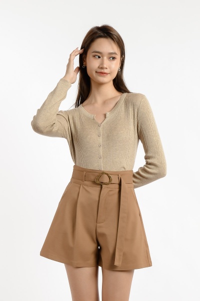 Gabriella Button Down Cardigan/Top - Khaki