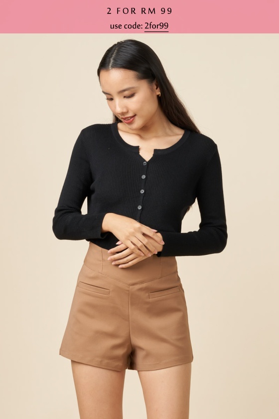Gabriella Button Down Cardigan/Top - Black