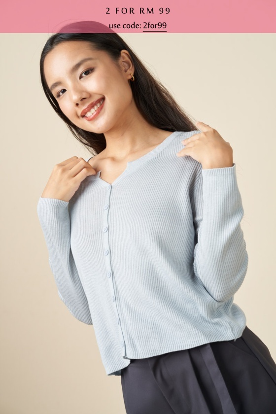 Gabriella Button Down Cardigan/Top - Light Blue