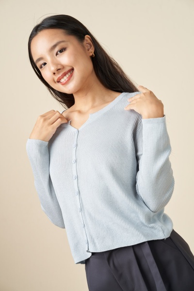 Gabriella Button Down Cardigan/Top - Light Blue