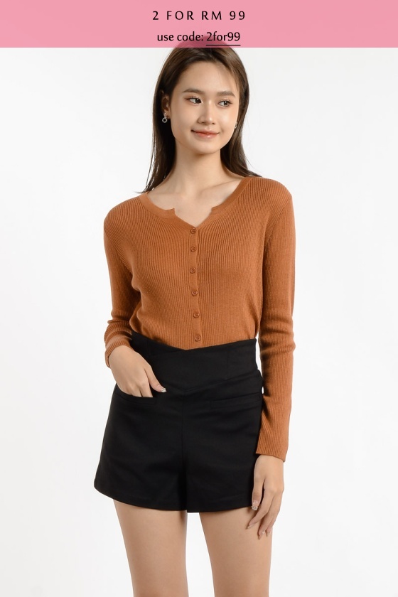 Gabriella Button Down Cardigan/Top - Caramel