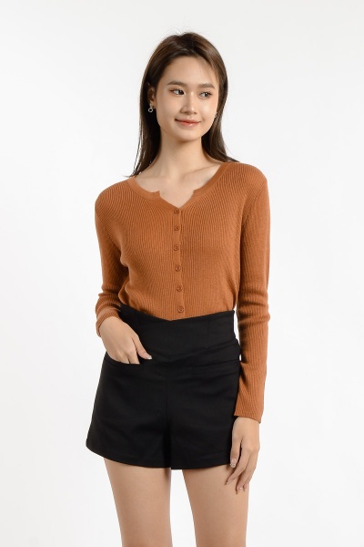 Gabriella Button Down Cardigan/Top - Caramel