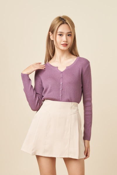 Gabriella Button Down Cardigan/Top- Purple