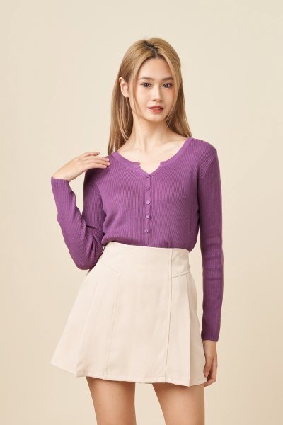Gabriella Button Down Cardigan/Top- Purple