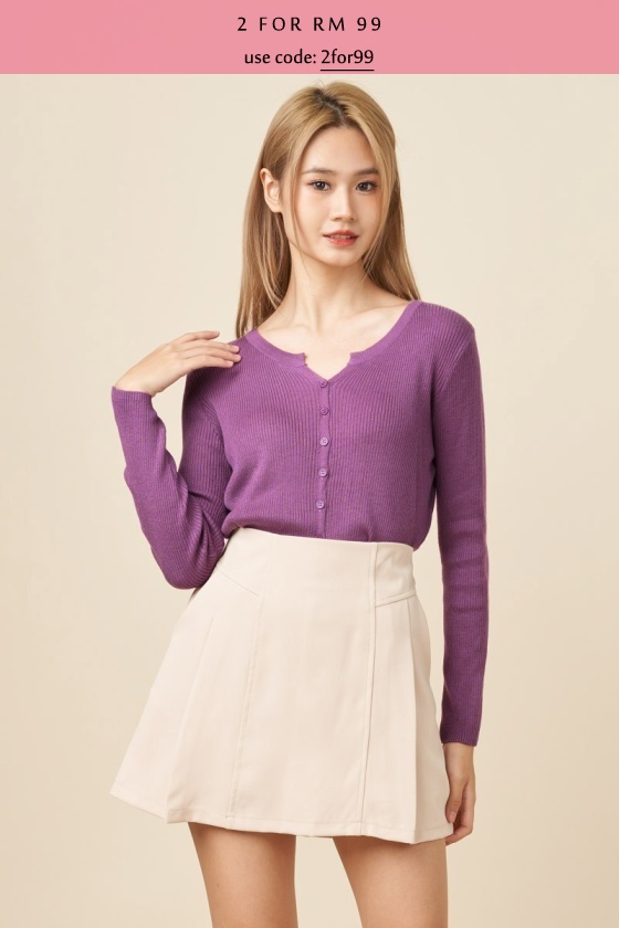 Gabriella Button Down Cardigan/Top- Purple