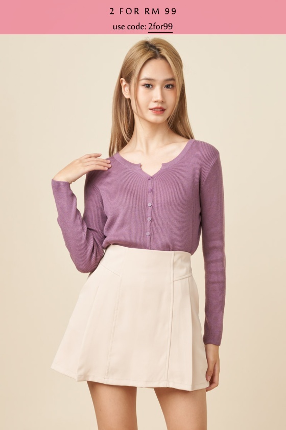 Gabriella Button Down Cardigan/Top- Purple