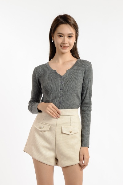 Gabriella Button Down Cardigan/Top - Grey