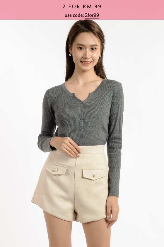 Gabriella Button Down Cardigan/Top - Grey