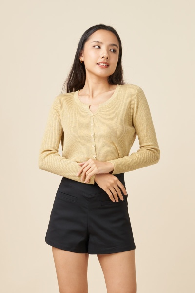 Gabriella Button Down Cardigan/Top - Mustard