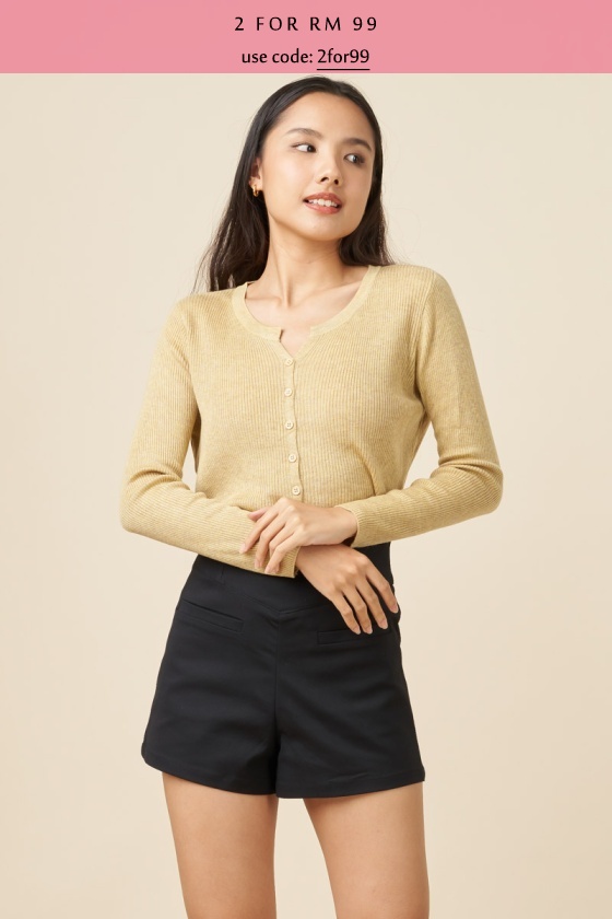 Gabriella Button Down Cardigan/Top - Mustard