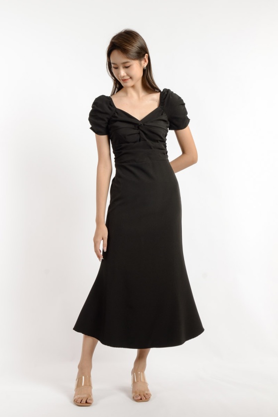 Ashley Sweetheart Neck Maxi Dress - Black