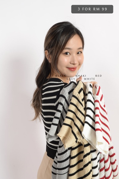 [3 for RM 99] Mila Stripe Knitted Top