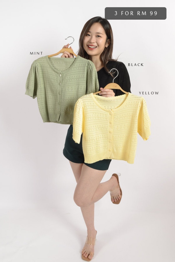 [3 for RM 99] Sofia Button Knitted Crop Top
