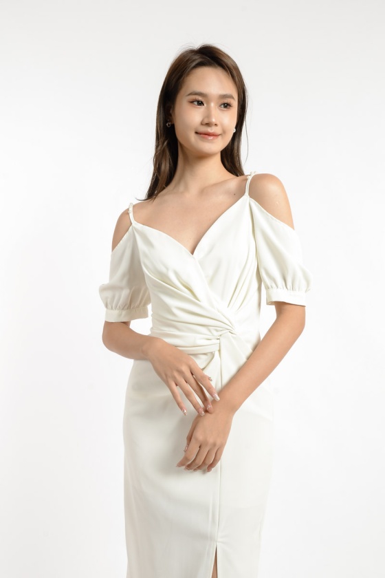 Leilani Cold Shoulder Dress - White