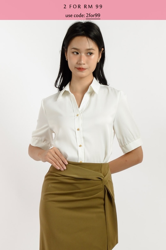 Ariella Short Sleeve Button Top