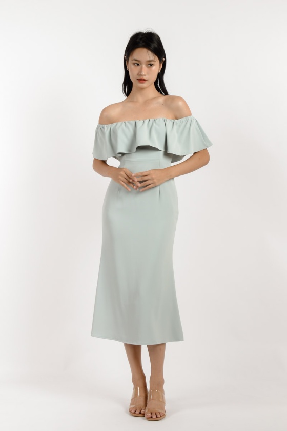 Finley Off Shoulder Mermaid Dress - Ash