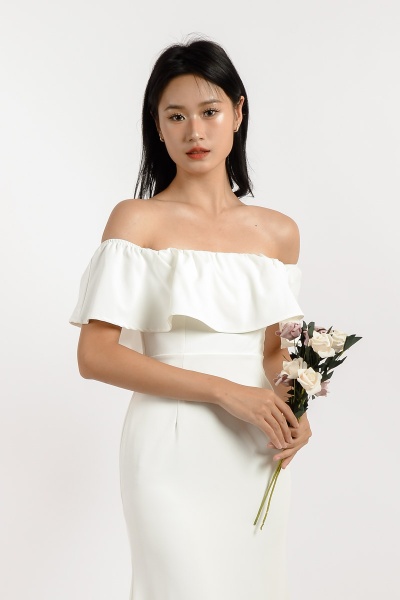Finley Off Shoulder Mermaid Dress - White