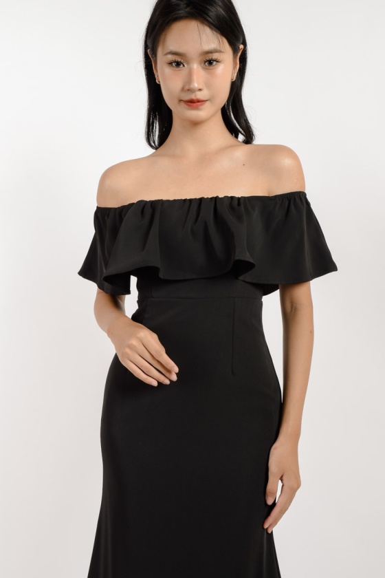 Finley Off Shoulder Mermaid Dress - Black