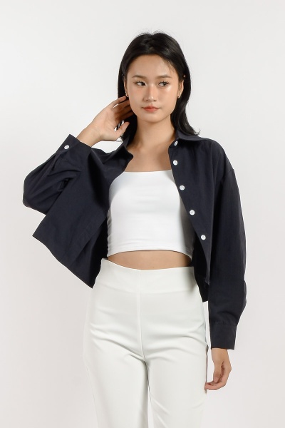 Gemma V Back Top - Navy