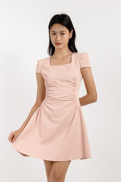 Alana Square Neck Mini Dress - Pink