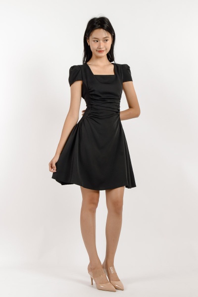 Alana Square Neck Mini Dress - Black