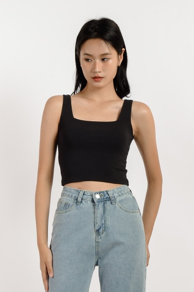 [3 for RM 99] Kaia Square Neck Crop Top - Black