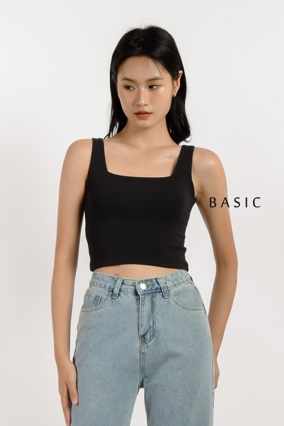 [3 for RM 99] Kaia Square Neck Crop Top - Black