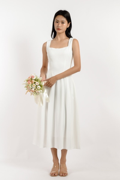 Hallie Princess Midi Dress - White