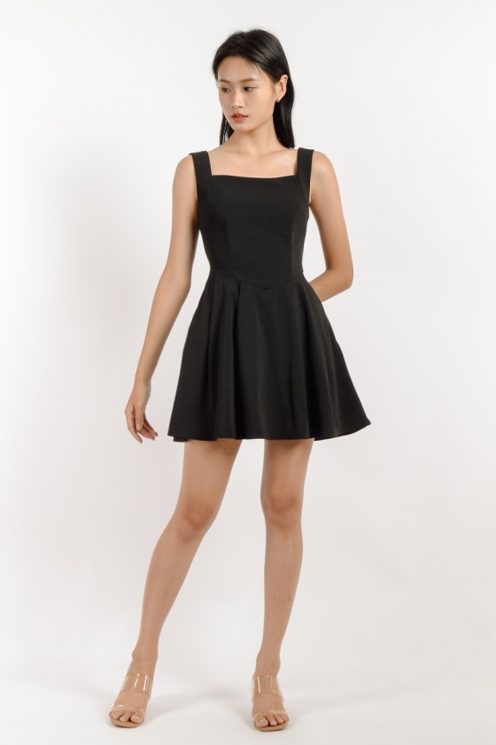 Angela Princess Mini Dress - Black