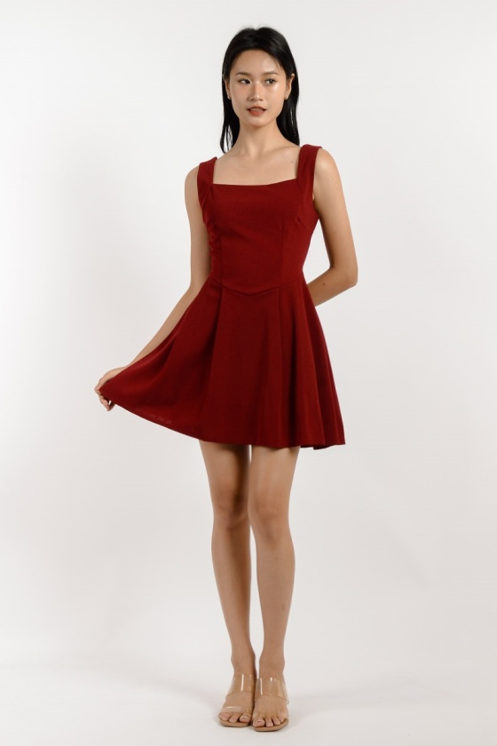 Angela Princess Mini Dress - Wine