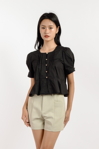 Zuri Peplum Top - Black