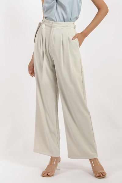 Saylor Belted Palazzo Pants - Beige