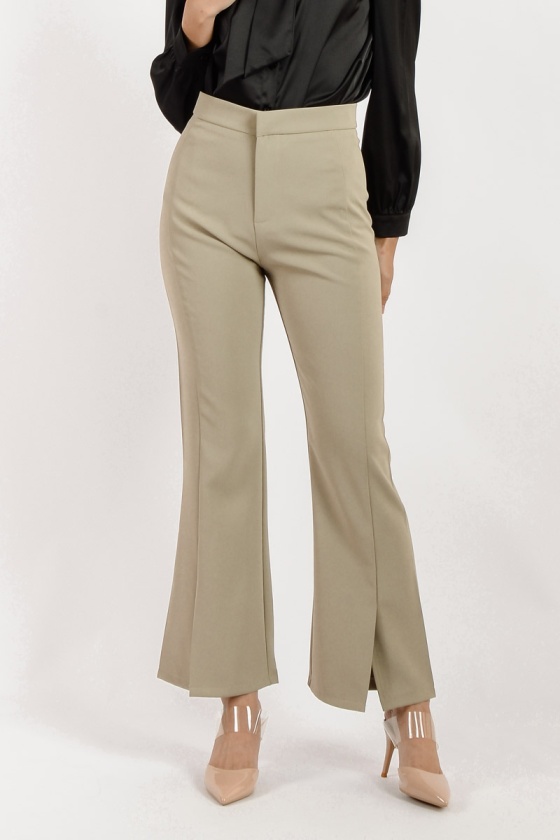 Aliyah Trumpet Pants with Slit - Khaki