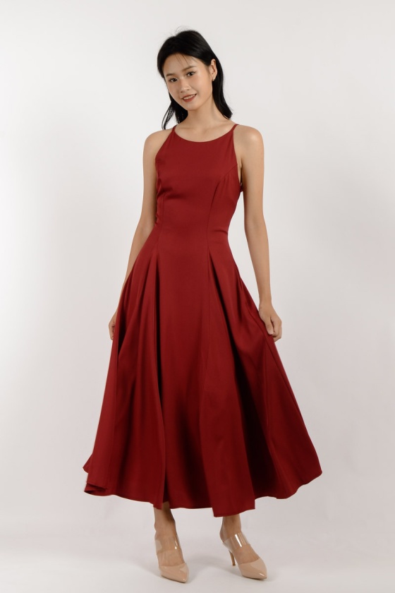 Molly Skater Maxi Dress - Wine