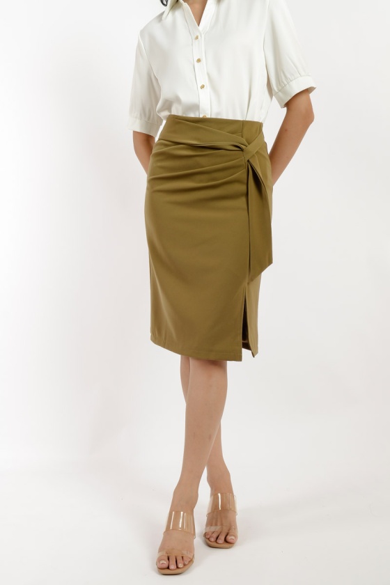 Presley Ruched Skirt - Khaki