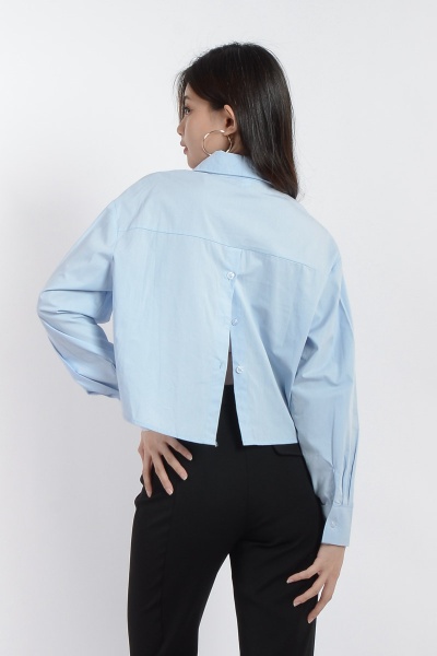 Gemma V Back Top - Light Blue