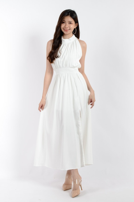 Kinsley Halter Maxi Dress - White