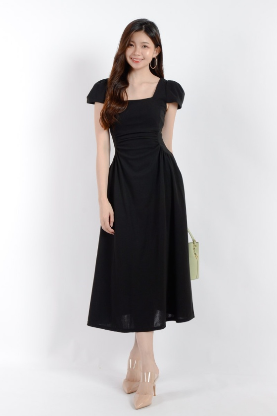 Aubree Square Neck Dress - Black